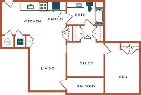 Legacy at Fitz Aurora CO A04B.2 One Bedroom with Study 976 SF